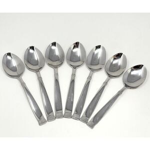 Wallace NAPOLI Glossy Dinner Place Soup Spoons 7” Stainless Flatware Set Of 7